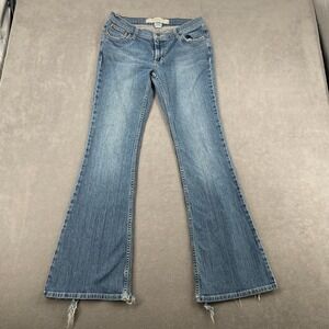 Mossimo Denim Flare Y2K Jeans Sz 11 Denim Stretch‎ Streetwear Raw Hem Grunge